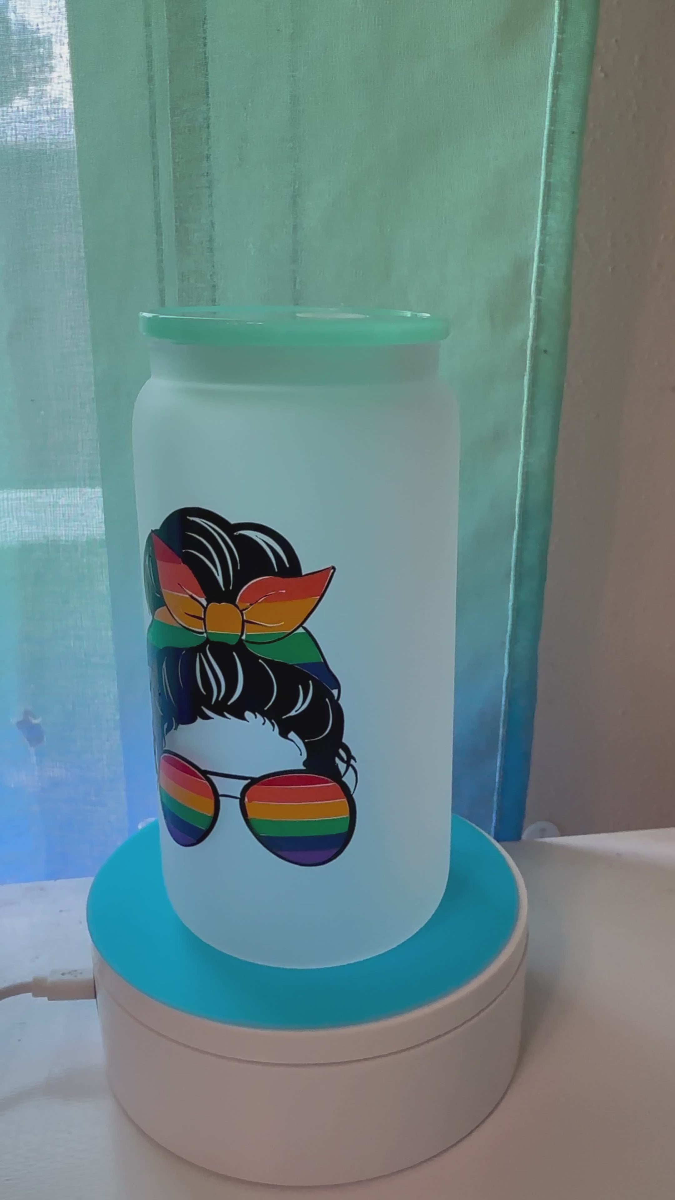 woman's rainbow silhouette frosted cup video