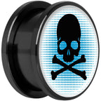 Blue Black Skull Black Anodized Screw Fit Plug Set 18mm
