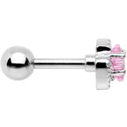 16G 1/4 Pink Star CZ Gem Bow Tie Cartilage Tragus Earring
