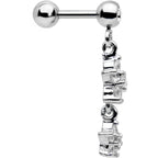 16G 1/4 Clear Gem Double Star Dangle Cartilage Tragus Earring