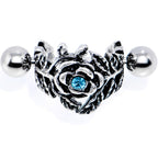 16G 1/2 Aqua Gem Floral Wreath Cuff Cartilage Earring