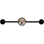 14G Full Color Owl Black Industrial Barbell 37mm