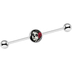14G Katrina Sugar Skull with Rose Flower Industrial Barbell 37mm