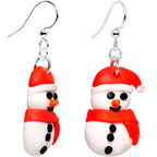 Silver Plated Bundled Up Christmas Snowman Fishhook Earrings
