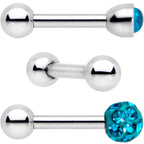 16G 1/4 Teal Faux Opal Inlay Cartilage Tragus Earring 3 Pack Set