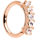 16G 5/16 Clear CZ Rose Gold IP Quintet Seamless Circular Ring