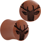 Organic Sawo Wood Holiday Antler Deer Saddle Plug Set Sizes 8mm to 25mm