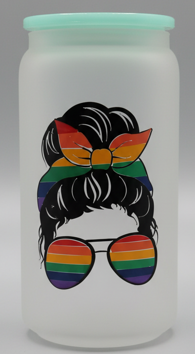 Frosted Cup with rainbow sunglasses and hair design 