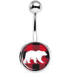 Red Black Plaid Polar Bear Belly Ring