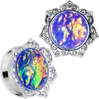 Purple Faux Opal Wild Flower Screw Fit Tunnel Plug Set 0G to 1"