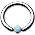 10G 1/2 White Faux Opal 4mm Disc BCR Captive Ring