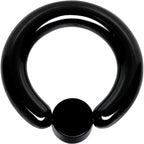6G 1/2 White Faux Opal 6mm Disc Black IP BCR Captive Ring
