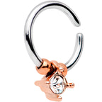 16G Rose Gold Tone Clear Gem Drop Annealed Seamless Circular Ring