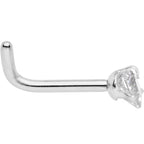 18G 1/4 Clear Heart 3mm CZ Gem Steel L-Shape Nose Ring