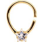 16G Clear CZ Gold Tone Stunning Star Seamless Circular Ring