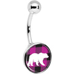 Pink Black Plaid Polar Bear Belly Ring