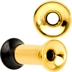 Gold PVD Black Two Tone Screw Fit Tunnel Plug Set 3mm to 16mm