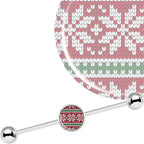 14G Red Green Christmas Sweater Industrial Barbell 37mm