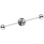 14G Black White Tiger Eyes Industrial Barbell 37mm