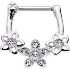 16G 5/16 Clear Gem Field of Flowers Septum Clicker