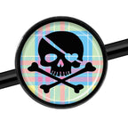 14G Pink Green Plaid Heart Skull Black Industrial Barbell 37mm