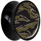 Black Acrylic Tiger Camo Print Saddle Plug Set 9/16