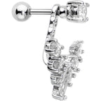1/4 Clear Gem Darling Fan Dangle Cartilage Tragus Piercing