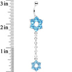 Aqua Gem Sway with the Wind Flower Dangle Belly Ring