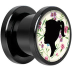 Man Woman Floral Silhouette Black Anodized Screw Fit Plug Set 00G
