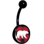 Red Black Plaid Polar Bear Black Belly Ring