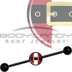 14G Christmas Santa Suit Black Industrial Barbell 37mm