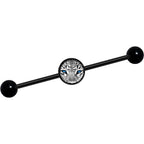 14G Black White Leopard Eyes Black Industrial Barbell 37mm