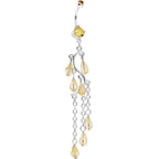 Yellow Gem Prepare To Stare Sleek Curves Dangle Belly Ring