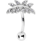 Clear Gem Sprouting Ivy Leaf Belly Ring