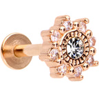 1/4 Clear CZ Rose Gold Tone Starflake Cartilage Tragus Earring