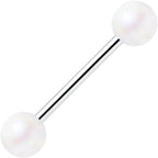 Matte Iridescent White 6mm Acrylic Ball Barbell Tongue Ring