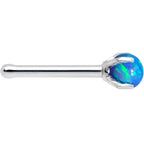 20G Blue Faux Opal Pronged Stainless Steel Nose Bone