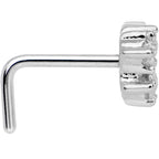 20G Clear CZ Heart Faux Hoop L Shaped Nose Ring