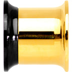 Gold PVD Black Two Tone Screw Fit Tunnel Plug Set 3mm to 16mm