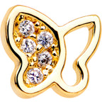 20G 1/4 Clear CZ Gem Gold Tone Half Paved Butterfly Nose Bone