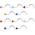 20G 5/16 Multi Color Gem Steel Nose Screw 20 Pack Set
