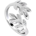 Rhodium Plated Budding Leaves Toe Ring