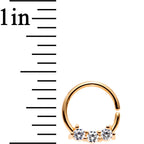 18G 5/16 Clear Cubic Zirconia Rose Gold IP Steel Circular Ring