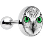16G 1/4 Black White Owl Tragus Cartilage Earring