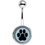 Black on Blue Paw Print Belly Ring