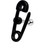 16G 1/4 Black PVD Open Safety Pin Tragus Cartilage Earring