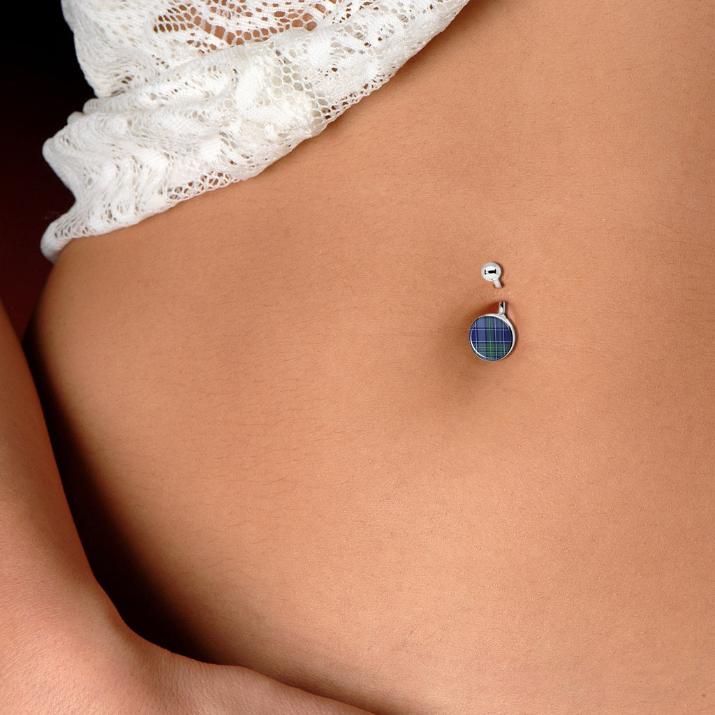 Holiday Blue Green Plaid Belly Ring