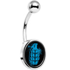 Blue Grenade Belly Ring
