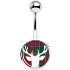 Red Green Plaid Reindeer Belly Ring