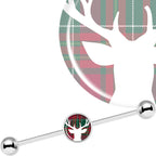 14G Red Green Plaid Reindeer Industrial Barbell 37mm
